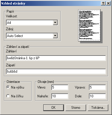 Okno Vzhled str�nky u IE6